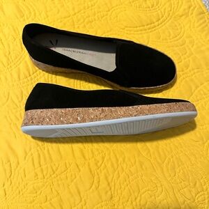 Isaac Mizrahi Black Suede Loafers with Cork Sole